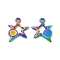 Ion Plating(IP) 304 Stainless Steel Pendants Cabochon Settings, Star with Round Tray, Rainbow Color, 14.5x13x2mm, Hole: 1.6mm, Tray: 4mm