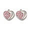 Real 14K Gold Plated 304 Stainless Steel Charms, with Rhinestone, Heart, Light Rose, 13.5x13x3mm, Hole: 1.4mm