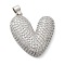Brass Micro Pave Clear Cubic Zirconia Pendants, Cadmium Free & Lead Free, Heart, Platinum, 31x28x7mm, Hole: 4x5mm