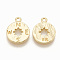 Brass Charms, Compass, Nickel Free, Real 18K Gold Plated, 12x10x1mm, Hole: 1mm