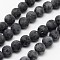 Natural Larvikite Beads Strands, Frosted, Round, 10mm, Hole: 1mm, about 38pcs/strand, 14.9 inch