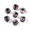 Handmade Foil Lampwork Beads, Round with Flower, Black, 10mm, Hole: 1~1.2mm
