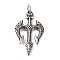 316 Surgical Stainless Steel Big Pendants, with Jump Ring, Three Prong Poke Charm, Antique Silver, 60x35.5x5mm, Hole: 4.5mm