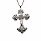 Vintage sparkling Alloy Rhinestone Cross Pendants Necklaces for Women, Platinum, 19.69 inch(50cm)