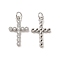Brass Micro Pave Cubic Zirconia Pendants, Cadmium Free & Nickel Free & Lead Free, with Jump Ring, Religion Flower Cross Charms, Platinum, 20x13x2.5mm, Hole: 3.3mm