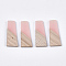Resin & Walnut Wood Pendants, Trapezoid, Pink, 49~49.5x19~19.5x3.5mm, Hole: 2mm