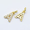 Brass Micro Pave Grade AAA Cubic Zirconia Charms, Letter A, Cadmium Free & Nickel Free & Lead Free, Real 18K Gold Plated, 8.5x6x1.5mm, Hole: 2mm
