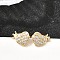 Heart Brass Micro Pave Clear Cubic Zirconia Stud Earrings, Cadmium Free & Lead Free, Golden, 10.5x11mm