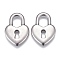 Non-Tarnish 304 Stainless Steel Pendants, Heart Lock, Stainless Steel Color, 21x15x2mm, Hole: 5x7.5mm