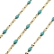 Ion Plating(IP) 304 Stainless Steel Dapped Chains, with Enamel, Soldered, with Spool, Turquoise, 11x2~2.5x2~2.5mm, about 32.81 Feet(10m)/Roll