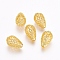 Rack Plating Brass Filigree Beads, Hollow, Teardrop, Golden, 15x10mm, Hole: 3mm