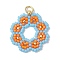 Seed Beads Beaded Charms, Flower Pendants, Light Blue, 23x22x3mm, Hole: 3.4mm