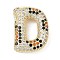 Brass Micro Pave Cubic Zirconia Pendants, Long-Lasting Plated, Rack Plating, Letter Charms, Real 18K Gold Plated, Letter D, 21.5x16x5.5mm, Hole: 5.2x3mm