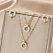 Ring 304 Stainless Steel Micro Pave Clear Cubic Zirconia Pendant Necklaces & Stud Earrings & Link Bracelets Sets, Golden, 400mm