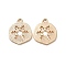 Brass Charms, Nickel Free, Real 18K Gold Plated, Flat Round with Snowflake, 14x12x1mm, Hole: 1mm