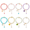 8Pcs 8 Colors Glass Round Beaded Stretch Bracelets Set, Alloy Flower Tassel Charms Adjustable Bracelets, Mixed Color, Inner Diameter: 2 inch(5cm), 1Pc/color