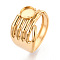 Hand 304 Stainless Steel Cuff Ring Components, Round Pad Ring Setting, Ion Plating(IP), Real 18K Gold Plated, Tray: 6mm, 14mm, US Size 6 3/4(17.1mm)