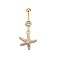304 Stainless Steel Pave Clear Cubic Zirconia Enamel Starfish Curved Barbell Dangle Belly Rings, Golden, Misty Rose, Bar Length: 10mm, Pin: 1.6mm