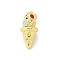 Brass Enamel Pendants, with Jump Ring, Lead Free & Cadmium Free, Ice Cream Charm, Real 18K Gold Plated, 17x8mm, Hole: 3mm