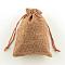 Polyester Imitation Burlap Packing Pouches Drawstring Bags, Peru, 18x13cm