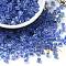 Glass Seed Beads, Transparent Lustered Glass, Square Hole, Square, Dark Blue, 4x4x4mm, Hole: 1.2mm, 222pcs/20g