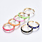 Brass Micro Pave Clear Cubic Zirconia Cuff Rings, Open Rings, with Enamel, Cadmium Free & Nickel Free & Lead Free, Golden, Mixed Color, US Size 6 3/4(17.1mm)