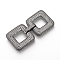 Brass Micro Pave Cubic Zirconia Fold Over Clasps, Cadmium Free & Lead Free, Square, Gunmetal, 50x24x5mm, Hole: 11x11mm