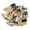 Natural Mixed Stone Faceted Pendants, Sword Shaped Charms with Rack Plating Brass Findings, Golden, Mixed Dyed and Undyed, 28~29x6~7x7.5~8mm, Hole: 1.5mm