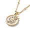 Lions Brass Micro Pave Cubic Zirconia Pendant Necklaces for Women, Light Gold, 17.72 inch(450mm)