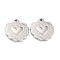 Non-Tarnish 304 Stainless Steel Charms, Flower with Heart, Stainless Steel Color, 16x14x2.5mm, Hole: 1.2mm