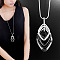 Alloy Crystal Rhinestone and Black Glass Pendant Long Necklaces, for Women, Silver, Rhombus, 35.04 inch(89cm)