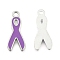 Alloy Enamel Pendants, Cadmium Free & Lead Free, Platinum Color, Awareness Ribbon, Purple, about 9mm wide, 20mm long, 1.5mm thick, hole: 1.5mm