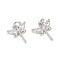 Brass Micro Pave Cubic Zirconia Charms, with Jump Rings, Dragonfly, Clear, Platinum, 11.8x10.5x2.5mm, Jump Rings: 4x0.8mm, 2.5mm Inner Diameter