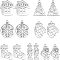 14Pcs 7 Style 201 Stainless Steel Pendants, Laser Cut, Christmas Mixed shape, Stainless Steel Color, 17~19x6.5~17.5x1mm, Hole: 1.4mm, 2pcs/style