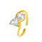 Adjustable Brass Pave Cubic Zirconia Cuff Rings, Bowknot, Golden, Bowknot, Inner Diameter: 16mm