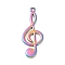 Ion Plating(IP) 304 Stainless Steel Pendants, Laser Cut, Musical Note, Rainbow Color, 44x17x1.5mm, Hole: 2mm