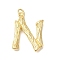 Rack Plating Brass Pendants, Long-Lasting Plated, Cadmium Free & Lead Free, Real 18K Gold Plated, with Jump Ring, Letter N, 37.5x30.5x6.7mm, Hole: 5mm