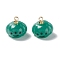 Halloween Opaque Resin Charms, with Light Gold Tone Metal Loops, Pumpkin, Green, 11x12mm, Hole: 1.6mm