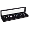 Rectangle 202 Stainless Steel Loose Diamond Box, Glass Window Jewelry Storage Case with Plush Inside, for Diamond, Electrophoresis Black, 20x5.5x1.6cm