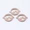 Brass Micro Pave Cubic Zirconia Links, Clear, Lead Free & Nickel Free & Cadmium Free, Hollow Flat Round with Mountain, Rose Gold, 12x15.5x2mm, Hole: 1mm