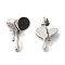 304 Stainless Steel Heart Stud Earrings, wtih Enamel, Stainless Steel Color, 21.5x14mm