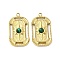 Natural Malachite Pendants, Rectangle Charms, with PVD Vacuum Plating Real 18K Gold Plated 201 Stainless Steel Findings, 21.5x12.5x3.5mm, Hole: 1.6mm