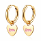 Stainless Steel Heart Dangle Earrings for Women, Real 18K Gold Plated, 18x8mm