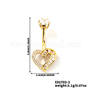 Сердце латунные стразы кольца для живота изогнутая штанга OZ3962-3