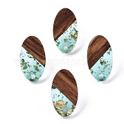 Серьги-гвоздики из прозрачной смолы и орехового дерева MAK-N032-005A-F02