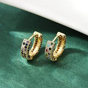 Серьги-кольца из латуни с микро-паве EJEW-S277-09G-B