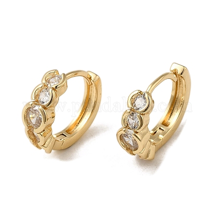 Серьги-кольца из латуни с микропаве из кубического циркония EJEW-L271-22KCG-01-1