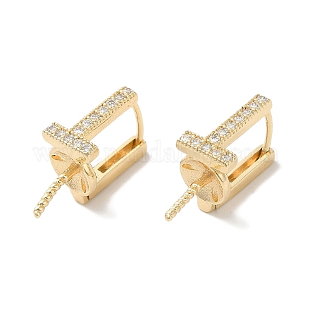 Латунные микро-паве прозрачные серьги-гвоздики из циркония KK-U013-06G-1