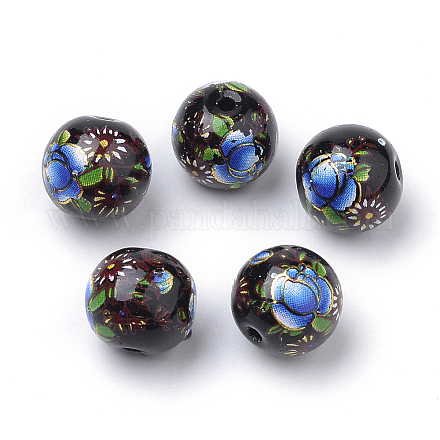Печатные стеклянные бусины GFB-Q001-10mm-C03-1