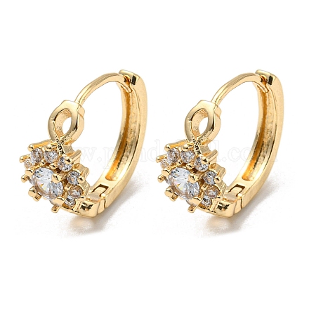 Серьги-кольца из латуни с прозрачными циркониями EJEW-B035-29KCG-1